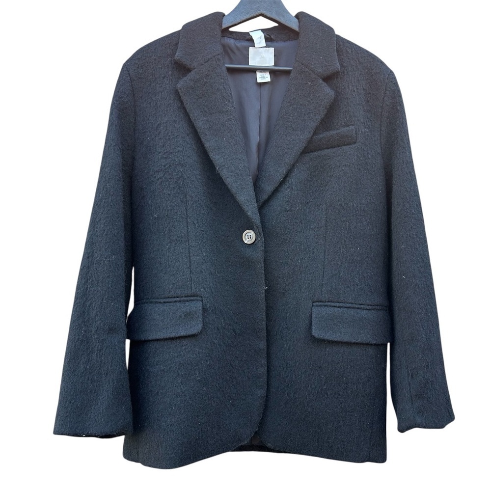 H&M Wool Blazer in Black Size Small Button Front